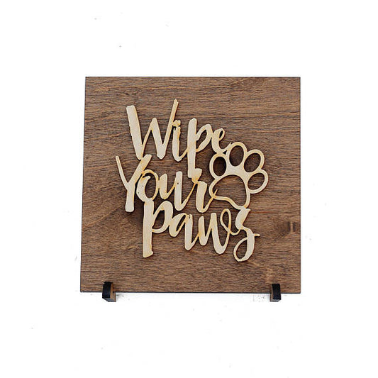 Wipe Your Paws Sign . Wood Sign-0